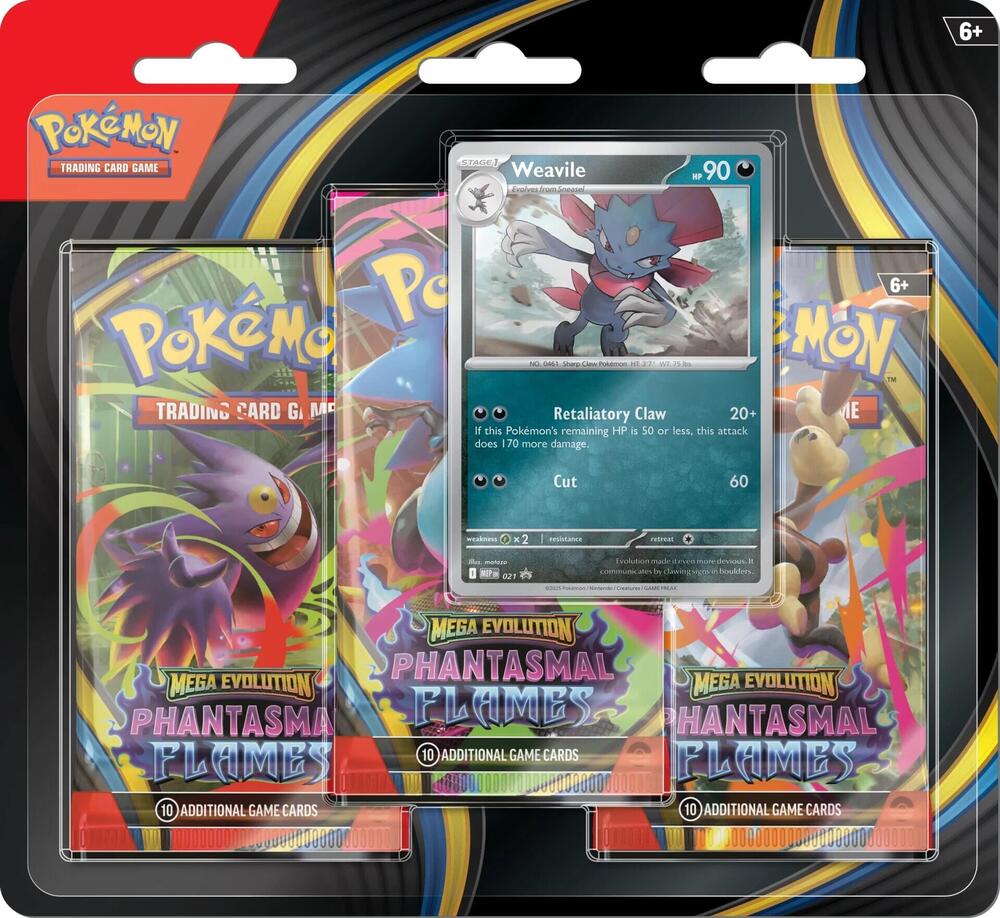Phantasmal Flames 3 Booster Packs & Weavile Promo Card
